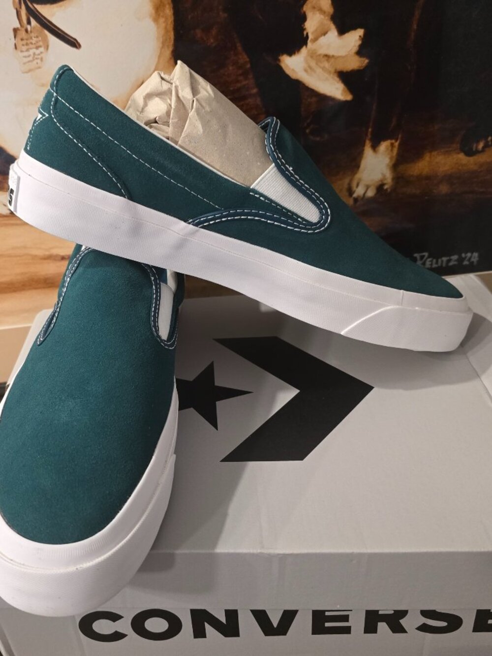 Converse Memory Foam One Star CC Pro Slip On Shoes (A11931C) Green Mens 10 NEW
